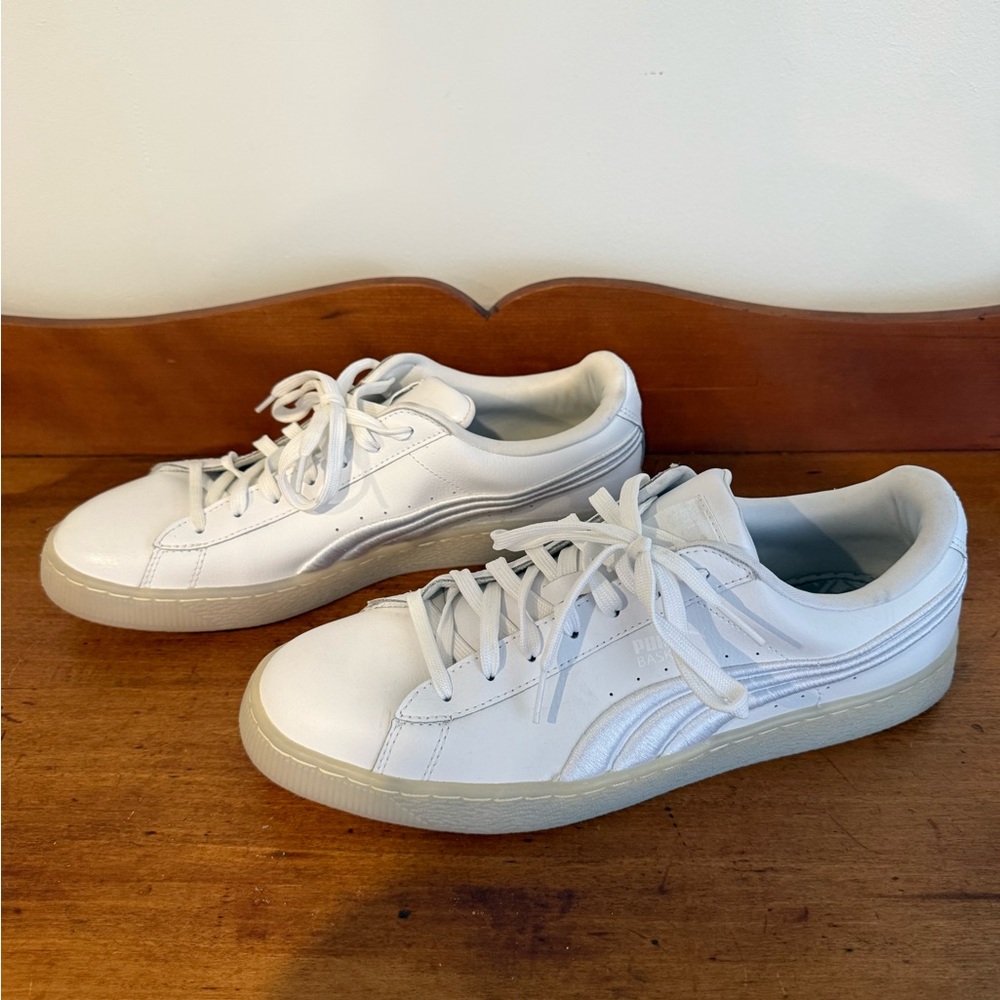 Puma White Athletic Sneakers with Cream Sole